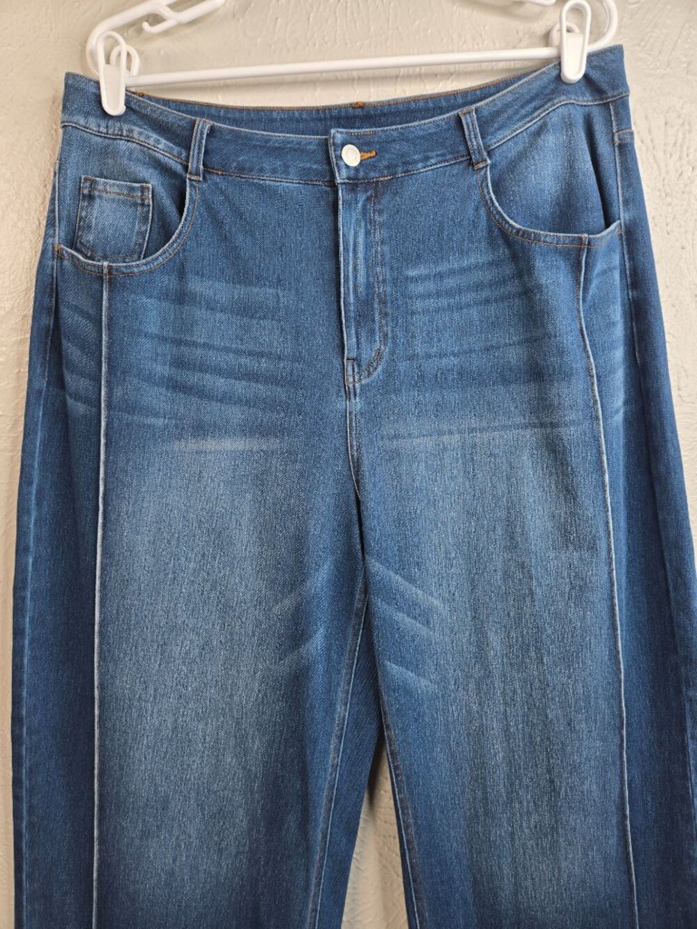 Halara Wide Leg Pull On Jean XL High Waisted Relaxed Fit Baggy Blue Denim Casual - Picture 6 of 10